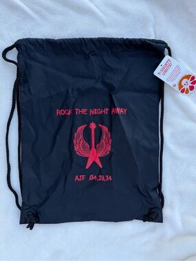 CustomInk.com  Rock The Night Away Black Drawstring Backpack Bag